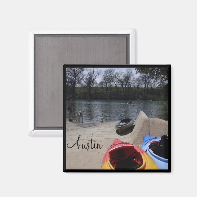 Austin Texas Ladybird Lake Kayaking Magnet (Front/Back)