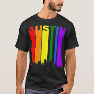 Austin Texas LGBTQ Gay Pride Rainbow Skyline _1  T-Shirt