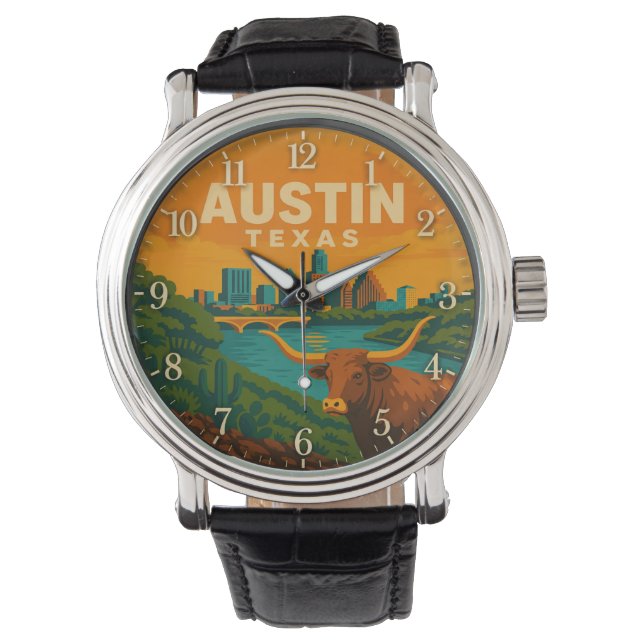 Austin Texas Longhorn Riverfront Watch (Front)