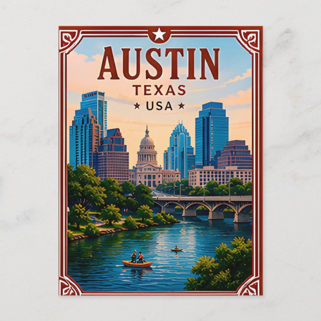 🤠 Austin Texas Memory From Downtown Visit 🤠 Postcard (Front)