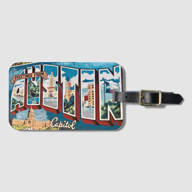 Austin Texas Mural Wall Luggage Tag (Front Horizontal)
