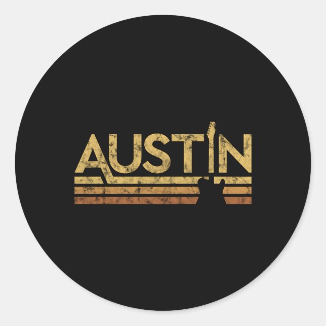 Austin Texas Music Classic Round Sticker (Front)