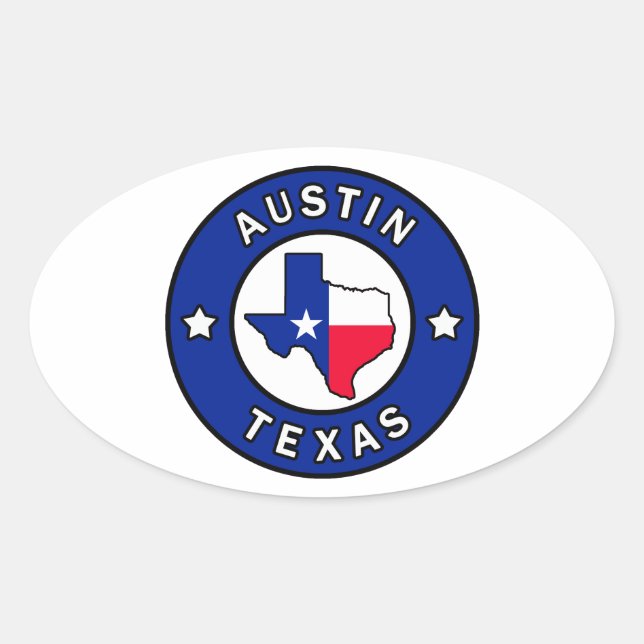 Austin Texas Oval Sticker (Front)