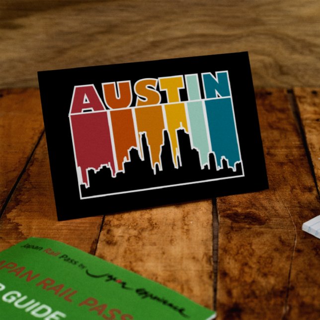 Austin Texas Retro Sunset Cityscape Postcard (Austin texas Vintage Sunset Cityscape)