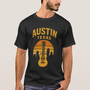 Austin Texas Retro Sunset Guitar Vintage T-Shirt