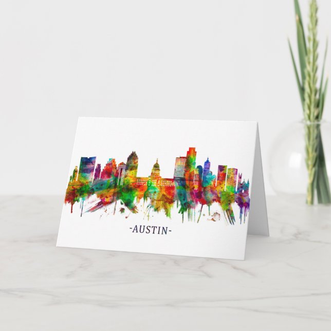 Austin Texas Skyline Holiday Card (Front)