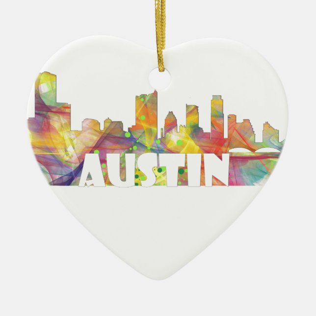 AUSTIN TEXAS SKYLINE MCLR2 CERAMIC TREE DECORATION (Front)