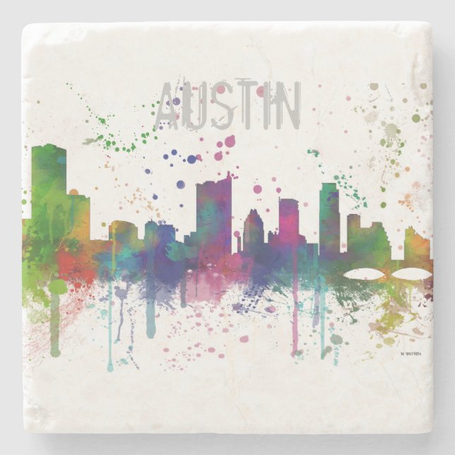 AUSTIN TEXAS SKYLINE STONE COASTER (Front)