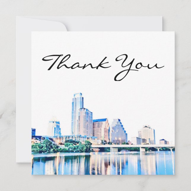 Austin Texas Skyline Thank You Card (Front)