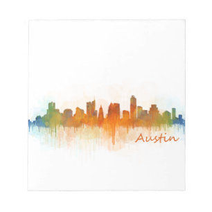 Austin Texas skyline Watercolor v3 Notepad