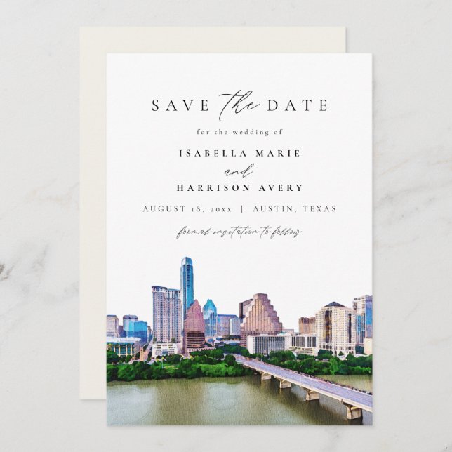 AUSTIN TEXAS Skyline Wedding Save the Date (Front/Back)