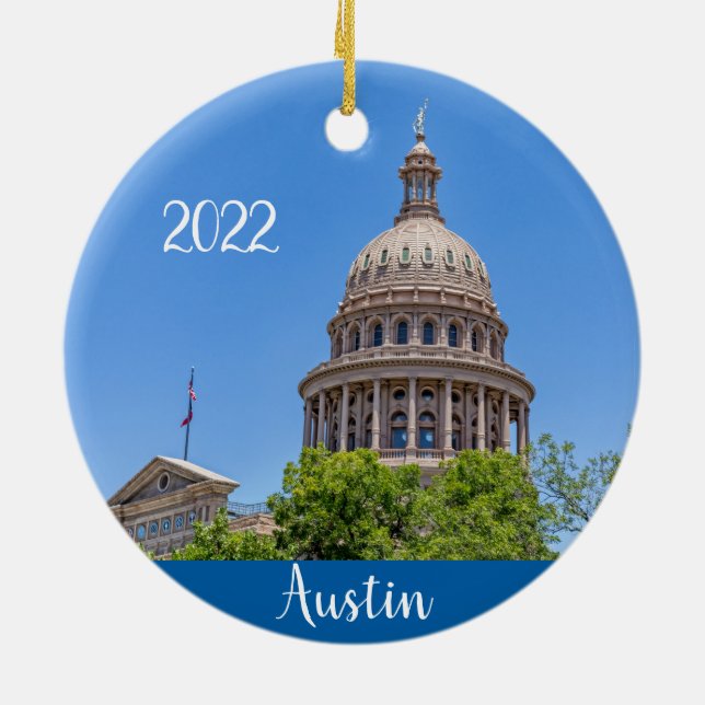 Austin, Texas State Capitol Ceramic Tree Decoration (Back)