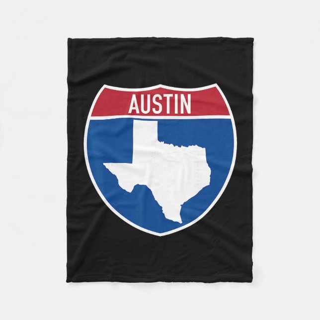 Austin Texas Tx Interstate Highway Vacation Souven Fleece Blanket (Front)