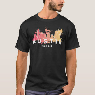 Austin Texas USA City Skyline Silhouette Outline S T-Shirt