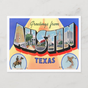 Austin, Texas Vintage Big Letters Postcard