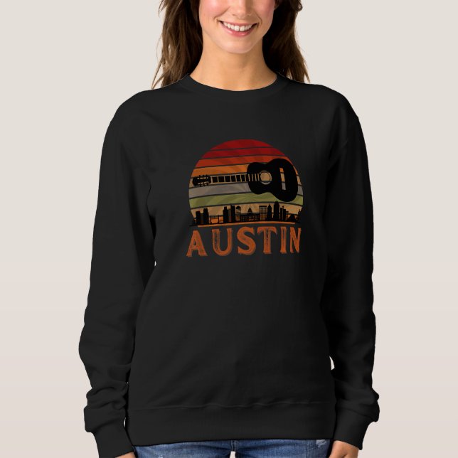 Austin Texas Vintage Sunset Music Capital   Sweatshirt (Front)