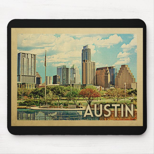 Austin Texas Vintage Travel Mouse Pad (Front)