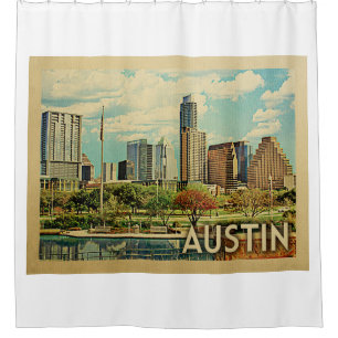 Austin Texas Vintage Travel Shower Curtain