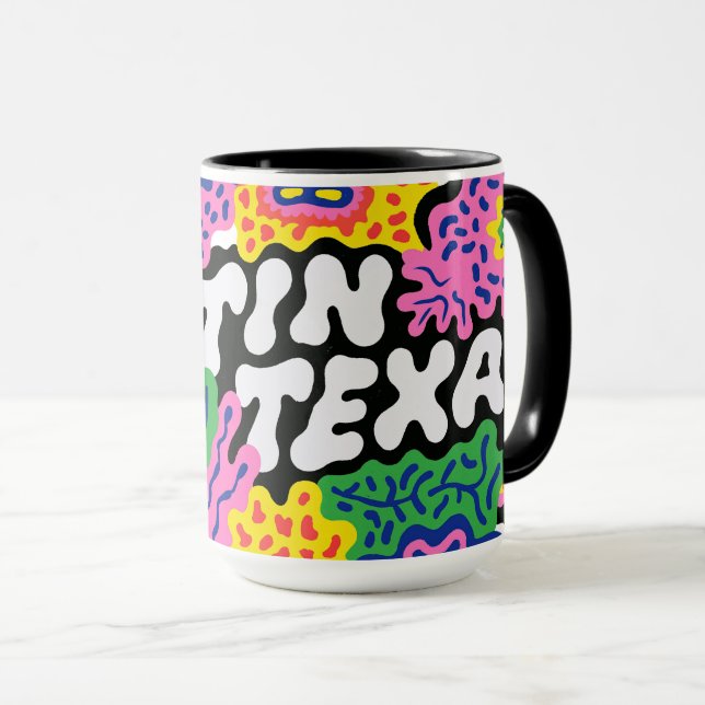 Austin Texas Weird Floral Graphic Mug (Front Right)