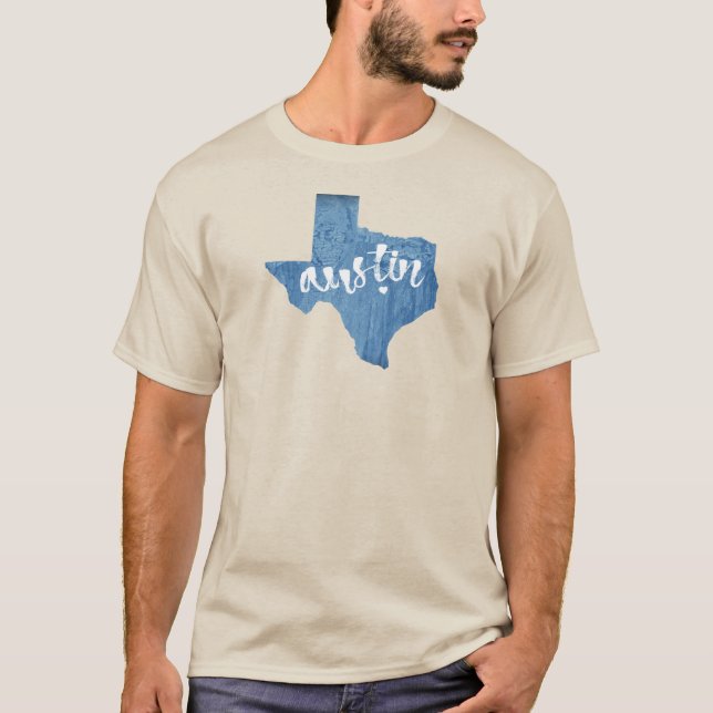 Austin, Texas Wood Grain T-Shirt (Front)