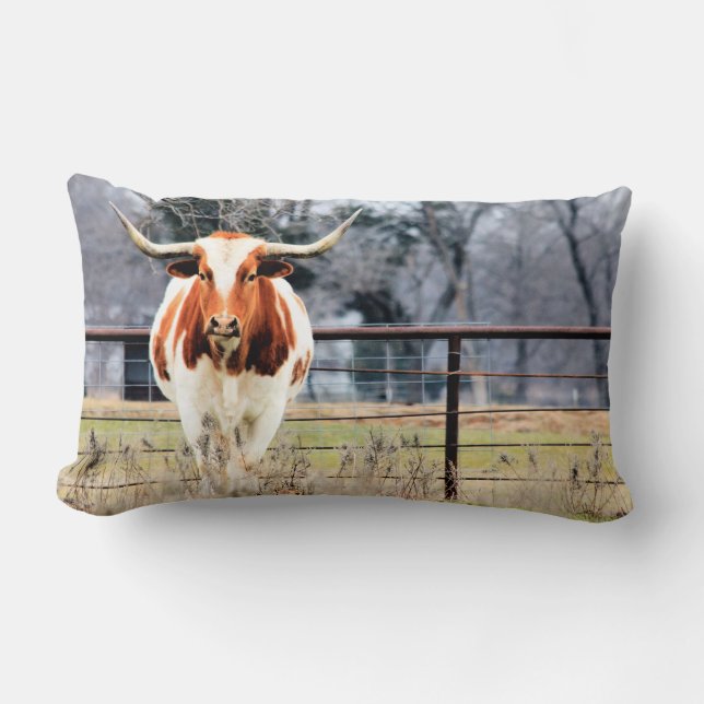 Austin the Longhorn Lumbar Pillow (Front)