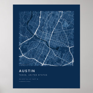 Austin TX City Map Print — Blueprint Street Map Wa