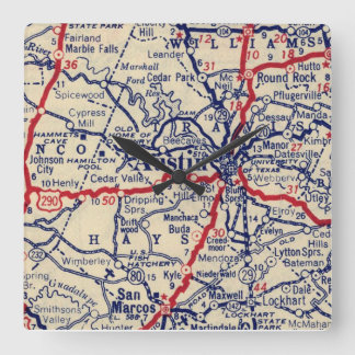 Austin TX Vintage 1941 Map Square Wall Clock