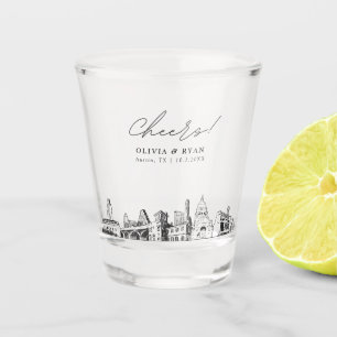 Austin Wedding Favour Personalised Cheers Shot Glass