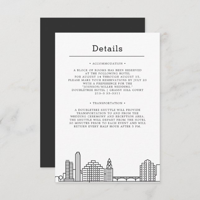 Austin Wedding | Guest Details Invitation (Front/Back)