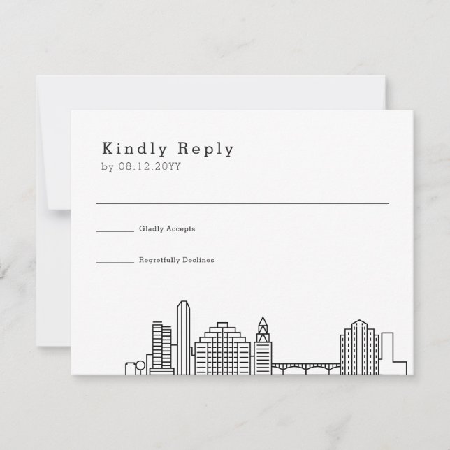 Austin Wedding | Stylised Skyline RSVP Card (Front)