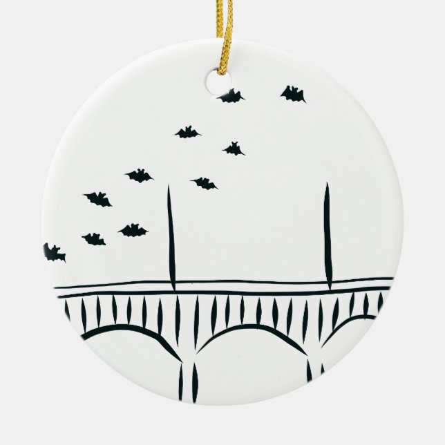 Austin's Congress Bridge Ceramic Tree Decoration (Front)