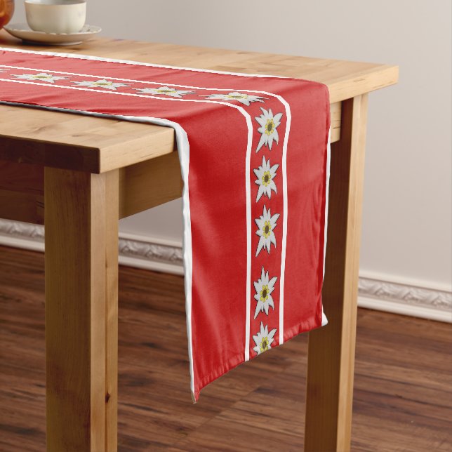 Austiran Flag Coloured Edelweiss Short Table Runne Runner (In Situ)