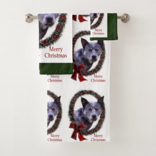 Australan Cattle Dog Christmas Bath Towel Set
