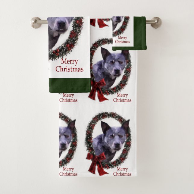 Australan Cattle Dog Christmas Bath Towel Set (Insitu)