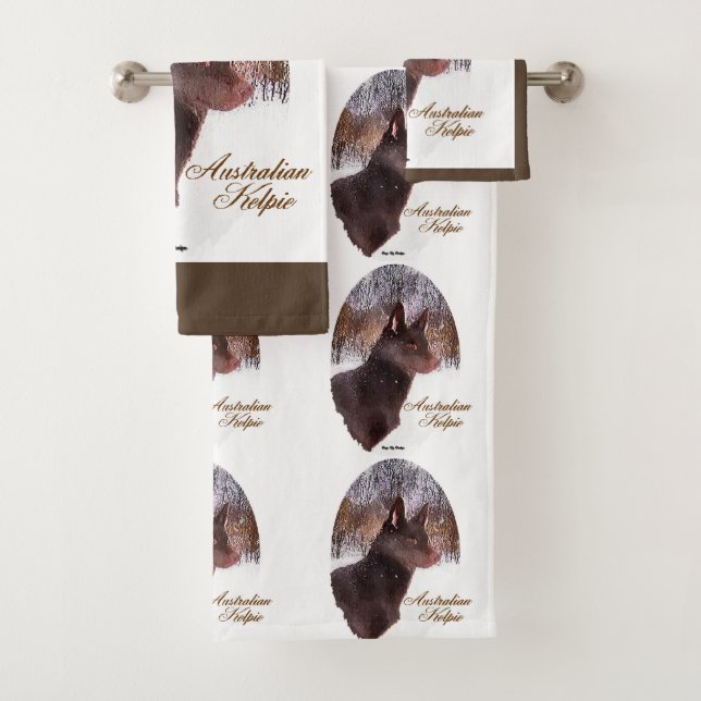 Australan Kelpie Christmas Bath Towel Set (Insitu)