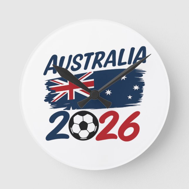 Australia 2026 Soccer Fan Design Flag Colors Round Clock (Front)