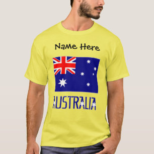 Australia and Australian Flag Black Personalised  T-Shirt