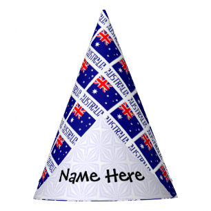Australia and Australian Flag Tiled Personalised Party Hat