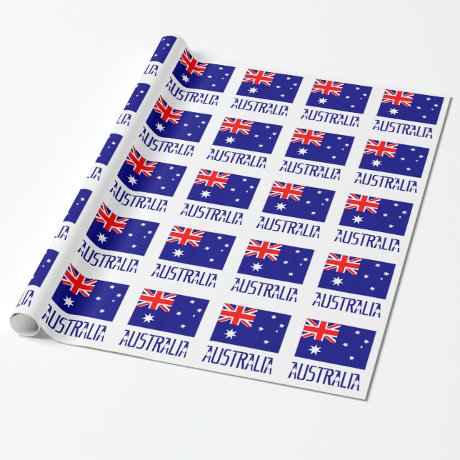 Australia and Australian Flag Wrapping Paper (Unrolled)