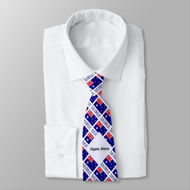 Australia and Australian Tiled with Name Neck Tie (Tied)