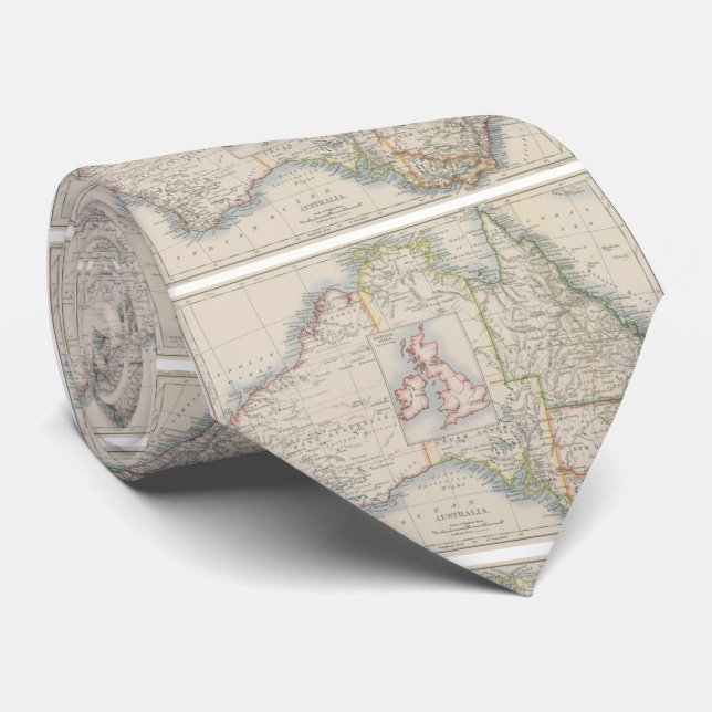 Australia and British Isles Size Comparison Map Tie (Rolled)