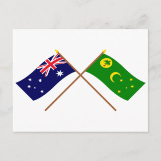 Australia and Cocos Islands Crossed Flags Postcard