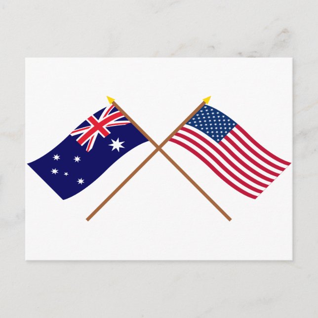 Australia and United States Crossed Flags Postcard (Front)