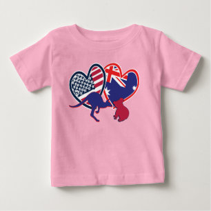 Australia and United States Flag Hearts Baby T-Shirt