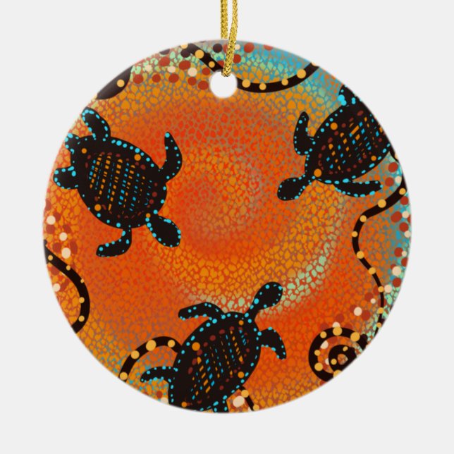 AUSTRALIA ART     CERAMIC TREE DECORATION (Front)