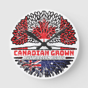 Australia Australian Canadian Canada Tree Roots Fl Round Clock