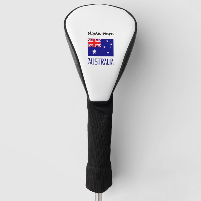 Australia Australian Flag Black Personalisation  Golf Head Cover (Front)