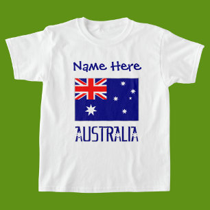 Australia Australian Flag Blue Personalised Girl's T-Shirt