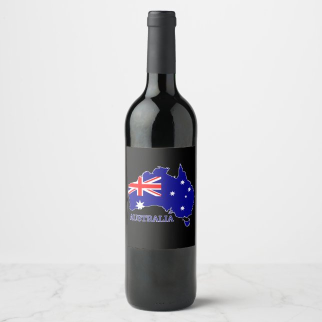 Australia Australian Flag Map Travel Wine Label (Front)