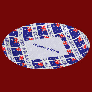 Australia Australian Flag Tiled Blue Personalised  Paper Plate
